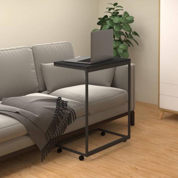 ARDEBO.de - Beistelltisch mit Rollen Schwarz 55x35x70 cm Holzwerkstoff