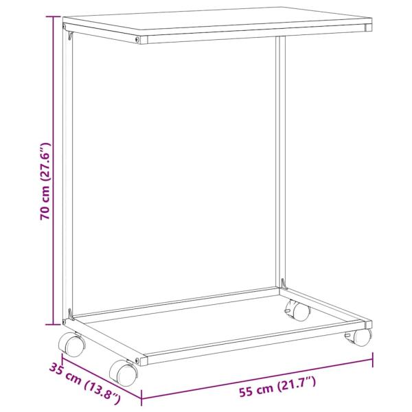 Beistelltisch mit Rollen Schwarz 55x35x70 cm Holzwerkstoff