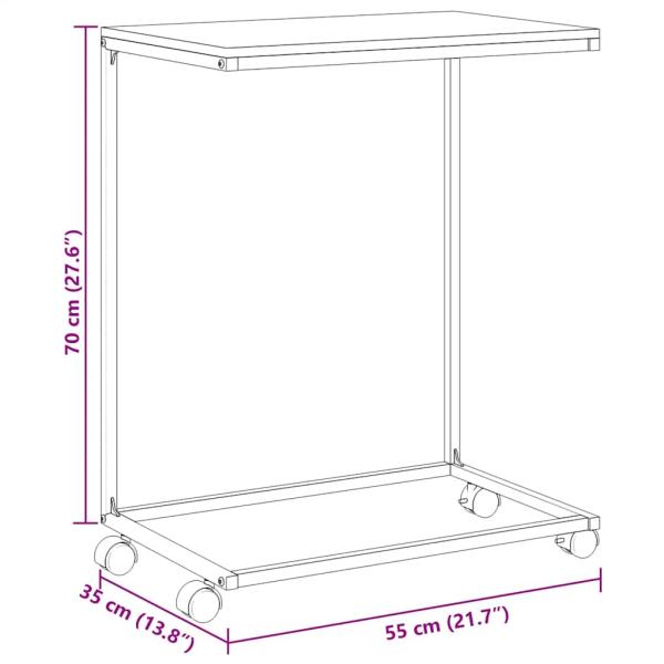Beistelltisch mit Rollen Weiß 55x35x70 cm Holzwerkstoff