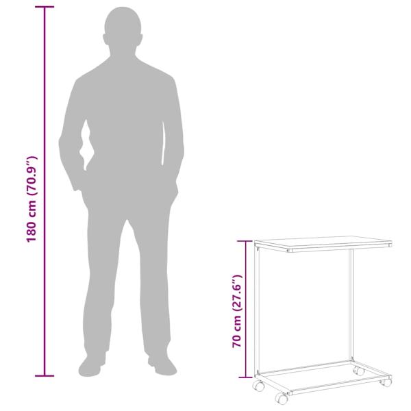 Beistelltisch mit Rollen Weiß 55x35x70 cm Holzwerkstoff