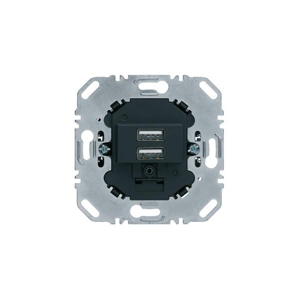 ARDEBO.de Hager USB Ladesteckdose 230V, 2fach, 3.0A, eckiger Tragring, anthrazit matt (260205)