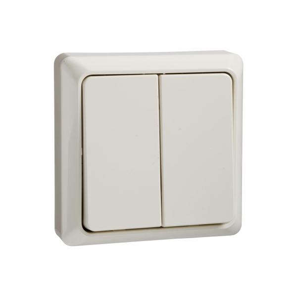 ARDEBO.de Elso 506250 Doppeltaster 42V/1A Aufputz, Renovierung, perlweiß