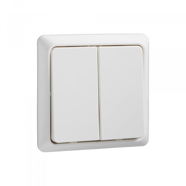 ARDEBO.de Elso 506254 Doppeltaster 42V/1A Aufputz, Renovierung, reinweiß