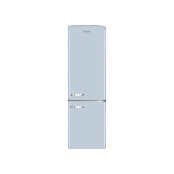ARDEBO.de Amica KGCR 387 100 L Retro Kühl-Gefrierkombination, 55 cm breit, 244 L, Automatische Abtauung, LED-Beleuchtung, Flaschengitter, hellblau