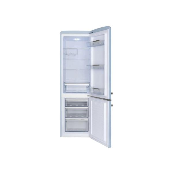 Amica KGCR 387 100 L Retro Kühl-Gefrierkombination, 55 cm breit, 244 L, Automatische Abtauung, LED-Beleuchtung, Flaschengitter, hellblau