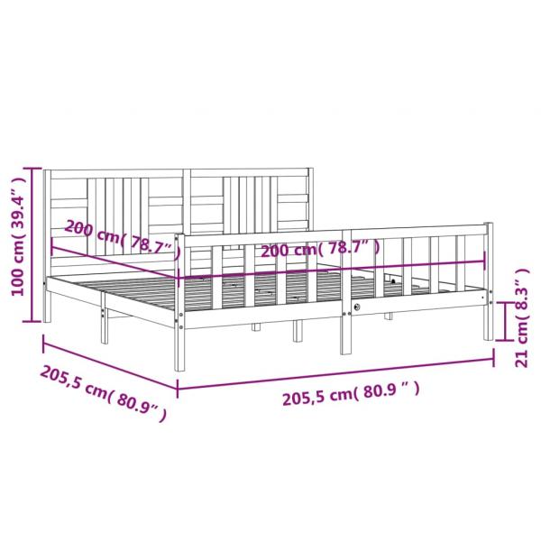 Massivholzbett mit Kopfteil Weiß 200x200 cm