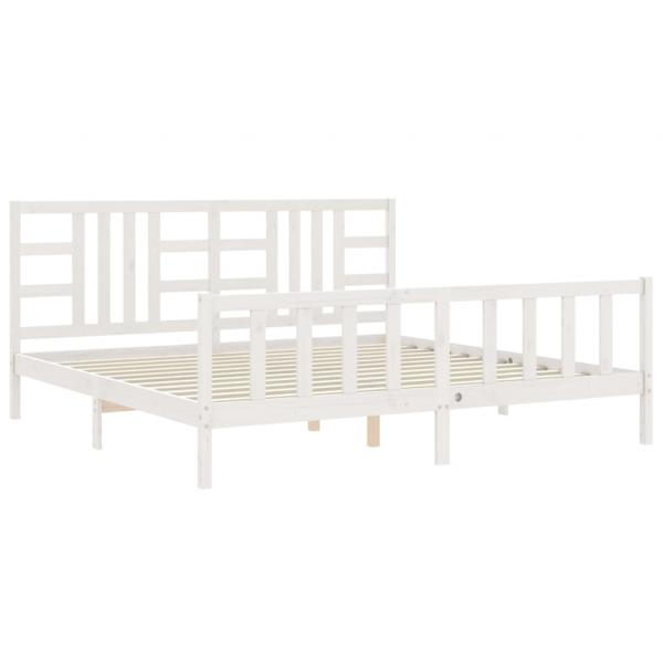 Massivholzbett mit Kopfteil Weiß 200x200 cm