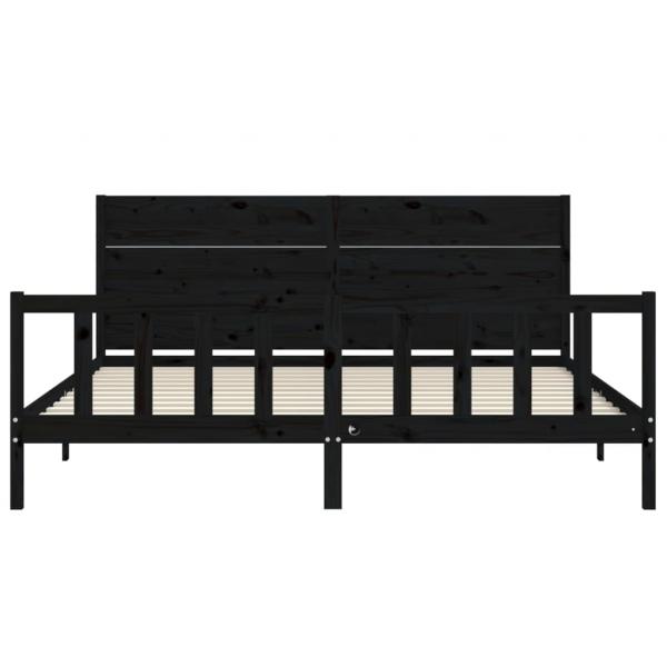 Massivholzbett mit Kopfteil Schwarz 200x200 cm