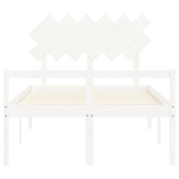 Seniorenbett mit Kopfteil 120x200 cm Weiß Massivholz