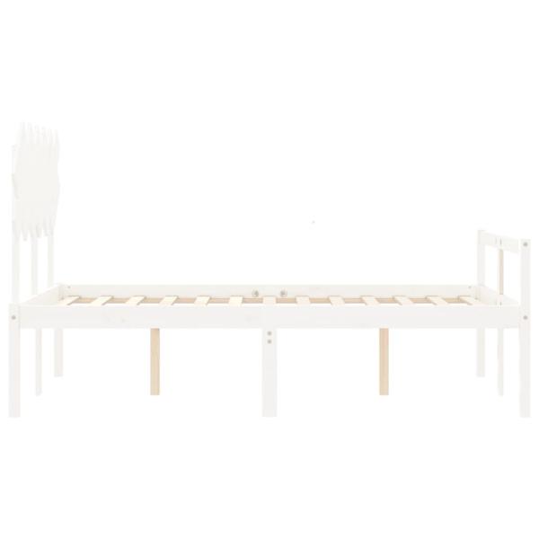 Seniorenbett mit Kopfteil 120x200 cm Weiß Massivholz