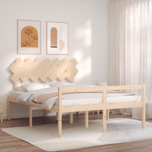 ARDEBO.de - Seniorenbett mit Kopfteil 140x200 cm Massivholz