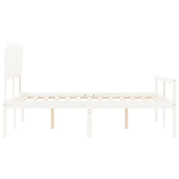 Seniorenbett mit Kopfteil 140x200 cm Weiß Massivholz