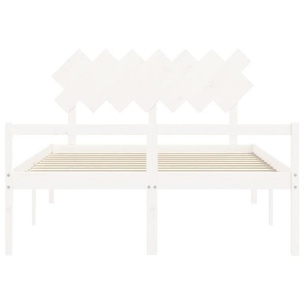 Seniorenbett mit Kopfteil Weiß Kingsize Massivholz