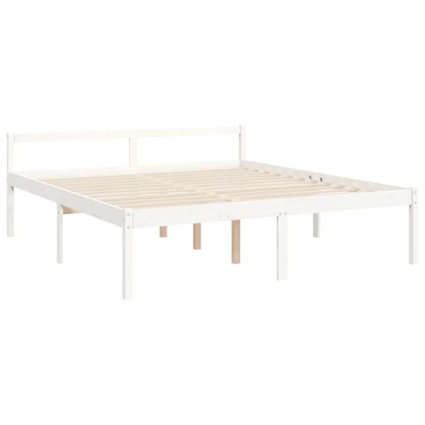 Seniorenbett mit Kopfteil Weiß Super Kingsize Massivholz