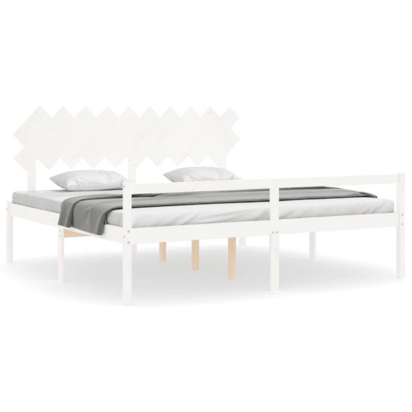 Seniorenbett mit Kopfteil 200x200 cm Weiß Massivholz