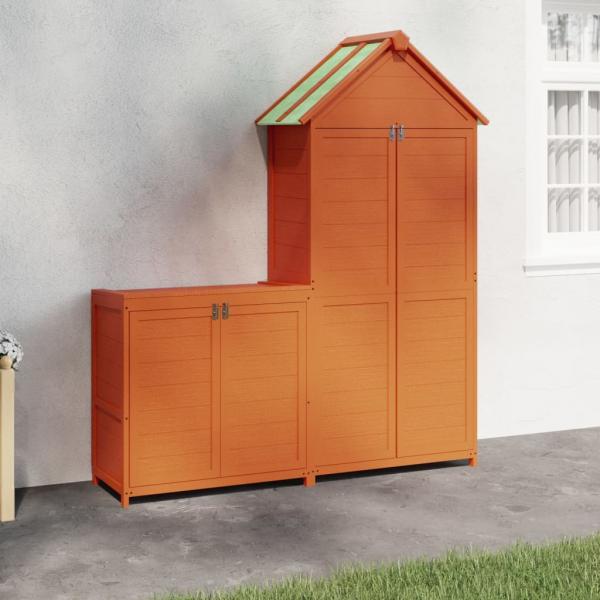 ARDEBO.de - 2-tlg. Geräteschuppen-Set Braun Massivholz Kiefer