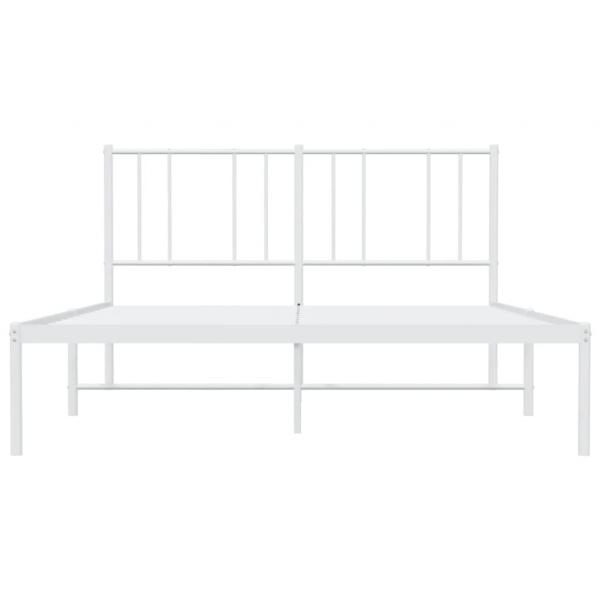 Bettgestell mit Kopfteil Metall Weiß 120x190 cm