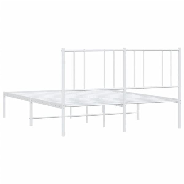 Bettgestell mit Kopfteil Metall Weiß 140x200 cm