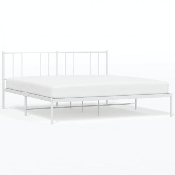 Bettgestell mit Kopfteil Metall Weiß 200x200 cm