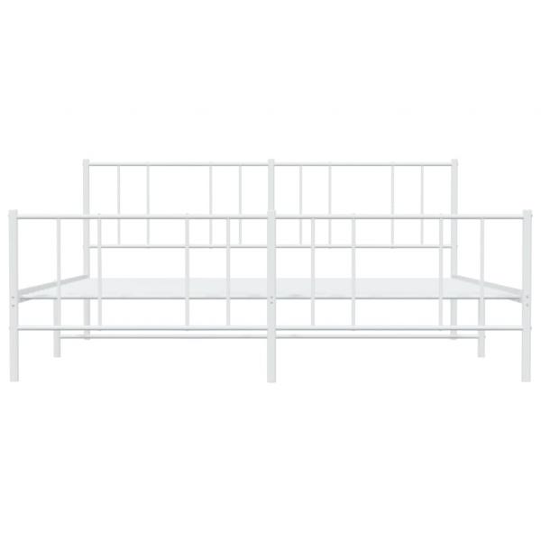 Bettgestell mit Kopf- und Fußteil Metall Weiß 180x200 cm