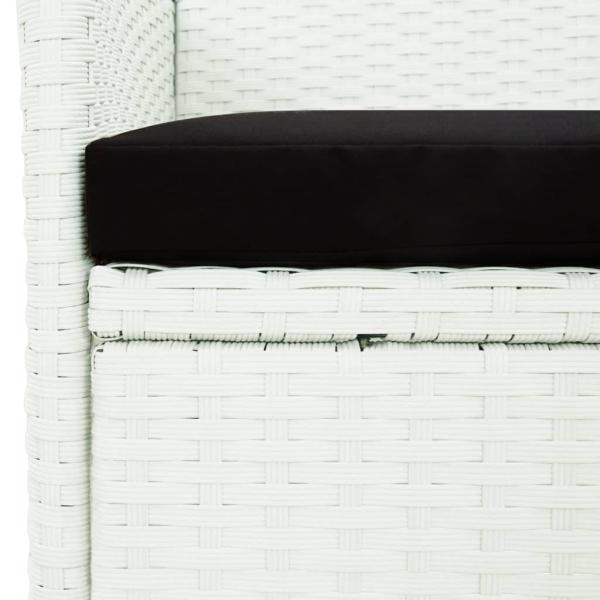5-tlg. Garten-Essgruppe mit Kissen Weiß Poly Rattan