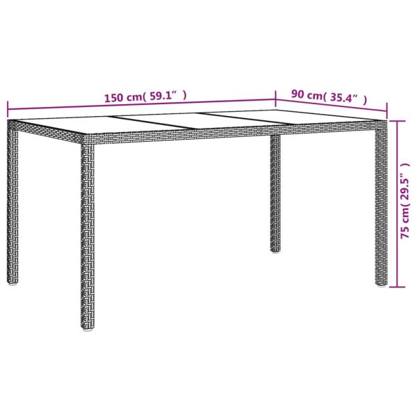 5-tlg. Garten-Essgruppe mit Kissen Weiß Poly Rattan