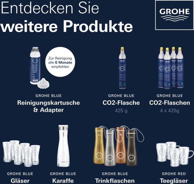 GROHE Blue Home Starter Kit, L-Auslauf, herausziehbarer Mousseurauslauf, bis 150° schwenkbar, chrom (31539000)