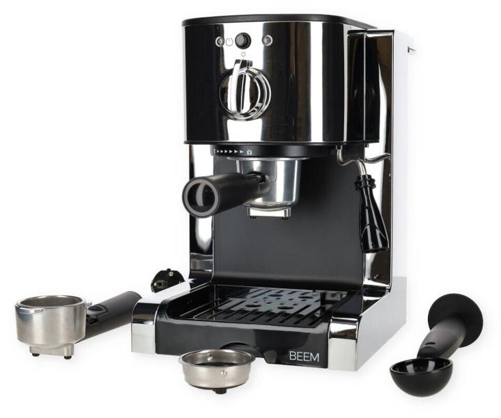 BEEM Perfect Espresso Siebträgermaschine, mit Kapseleinsatz, 20bar, 1,25L, silber/schwarz (03260)