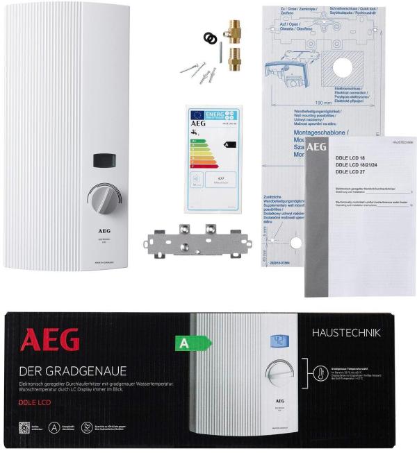 AEG DDLE LCD 18/21/24 EEK: A Komfort-Durchlauferhitzer, elektronisch geregelt, 18/21/24kW, Über-/Untertischmontage (222394)