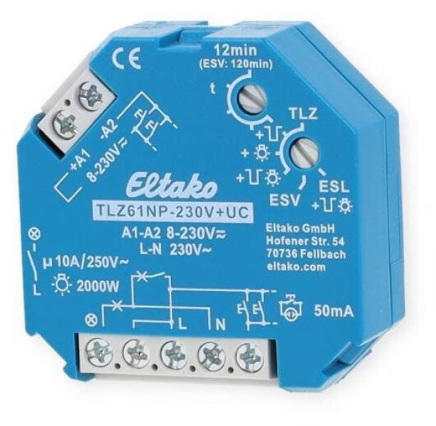 Eltako TLZ61NP-230V+UC Treppenlicht Zeitschalter, 1 Schließer, 10A (61100301)