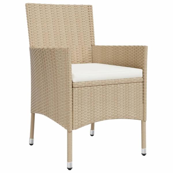 5-tlg. Garten-Essgruppe mit Kissen Beige Poly Rattan