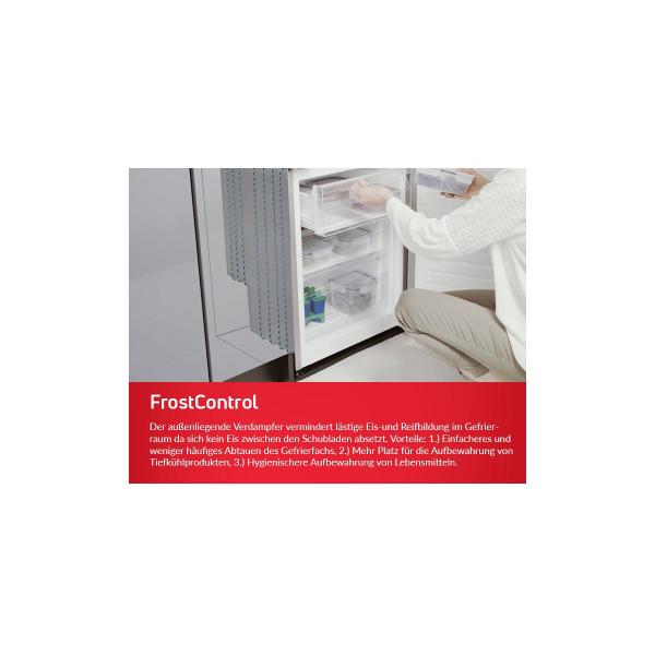 Amica KGCL 387 150 S Stand Kühl-Gefrierkombination, 54 cm breit, 262 L, Automatische Abtauung, FrostControl, Superkühlen, VitControl, Edelstahl dunkel