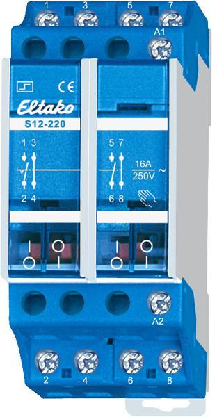 ARDEBO.de Eltako S12-220-230V Stromstoßschalter, 2 Schließer, 2 Öffner 16A/250V AC (21220030)