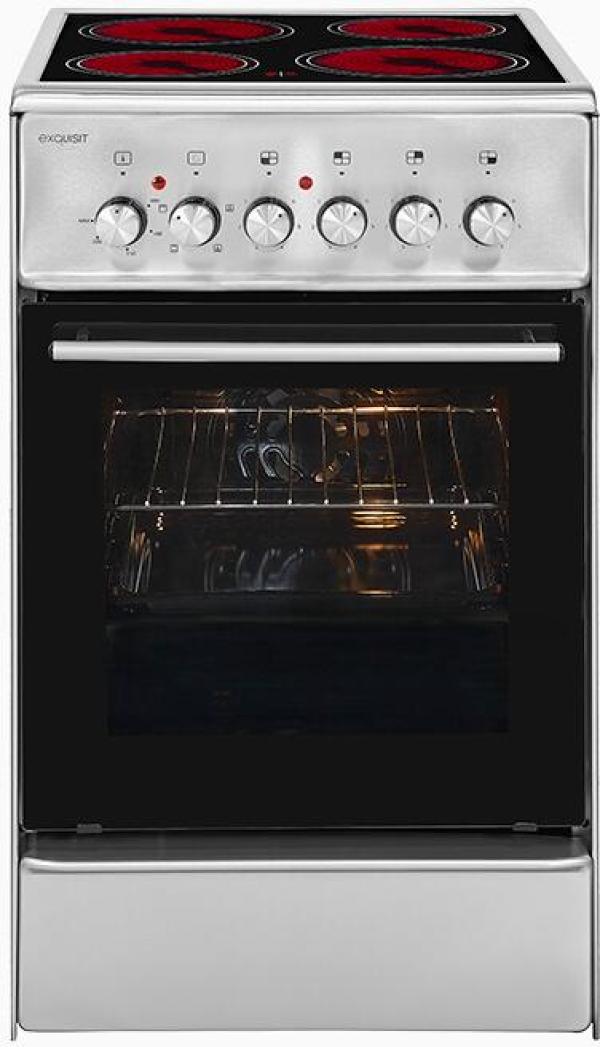 ARDEBO.de Exquisit ECM 5-4.1 EEK: A Elektro-Standherd mit Glaskeramikfeld, 50 cm breit, 47 L, Restwärmeanzeige, inox (0480039)