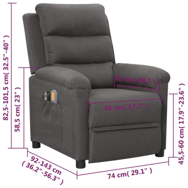 Massagesessel Elektrisch Dunkelgrau Stoff
