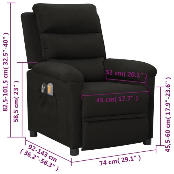 Massagesessel Elektrisch Schwarz Stoff