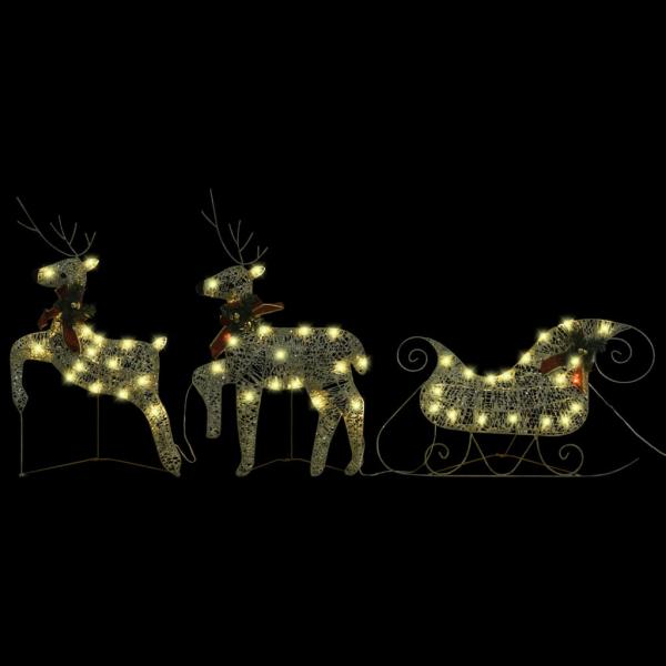 Rentier mit Schlitten Weihnachtsdekoration 140 LEDs Golden