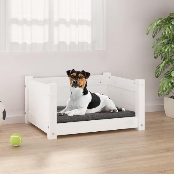 ARDEBO.de - Hundebett Weiß 55,5x45,5x28 cm Massivholz Kiefer