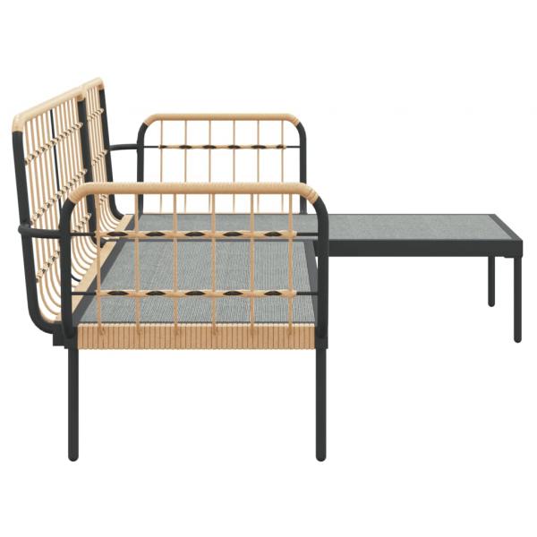 3-tlg. Garten-Lounge-Set mit Kissen Dunkelgrau Poly Rattan