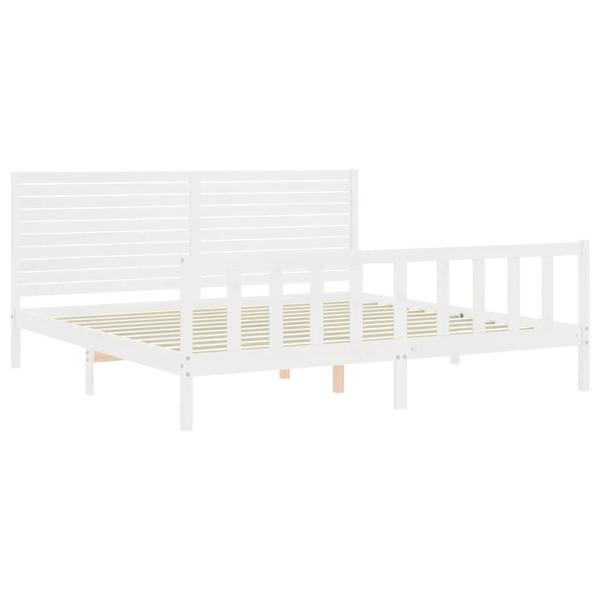 Massivholzbett mit Kopfteil Weiß 200x200 cm