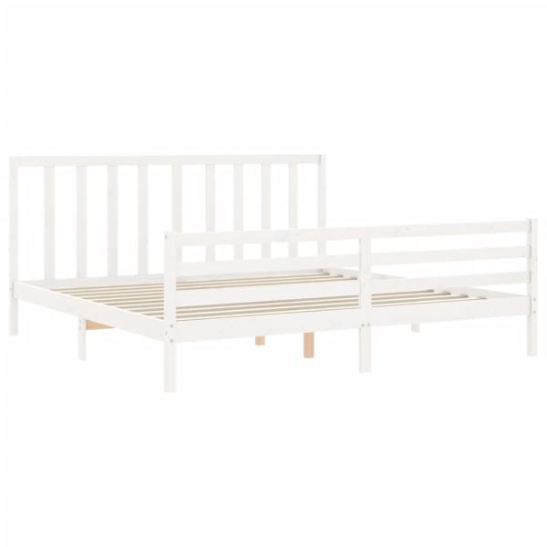 Massivholzbett mit Kopfteil Weiß 200x200 cm