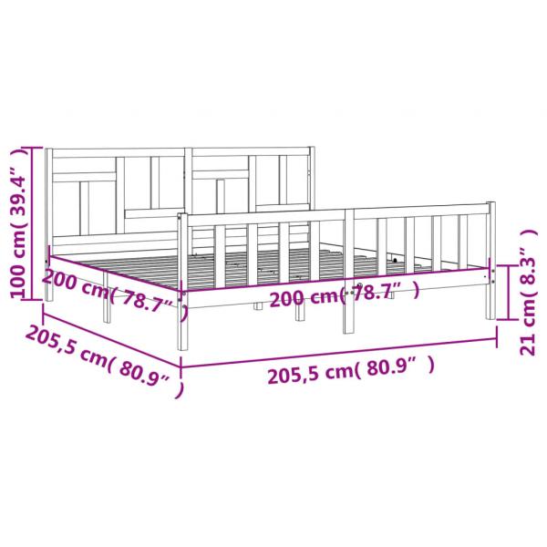 Massivholzbett mit Kopfteil 200x200 cm