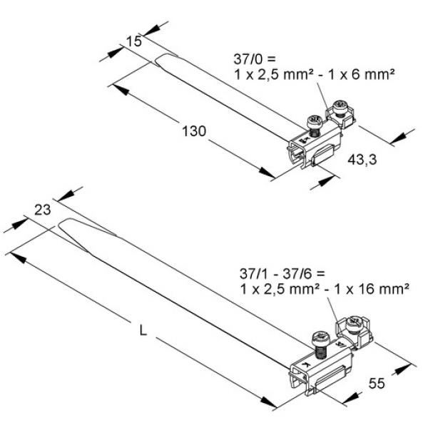 Kleinhuis 37/0 Erdungs-Bandschelle, längs/ quer, Bandlänge 130mm, für Rohr-Ø 8-17,5mm, Mes (Menge: 5 Stück je Bestelleinheit)