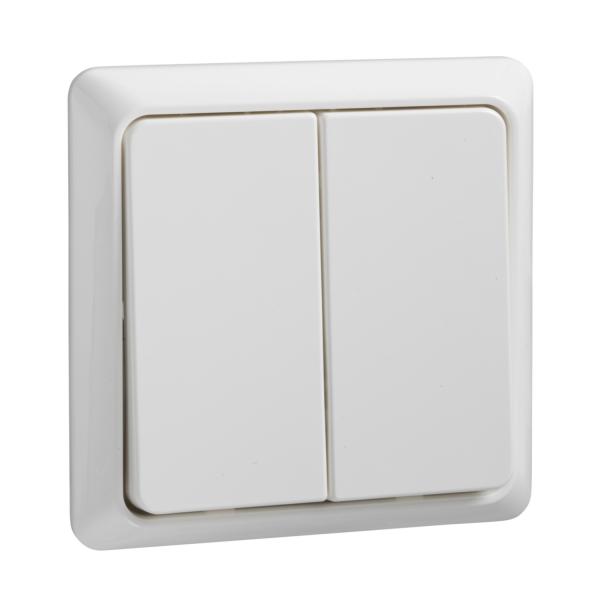 ARDEBO.de - 506354 Zweifachtaster 42V/1A Aufputz flach RENOVIERUNG reinweiß