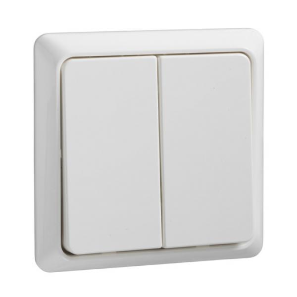 Schneider / Elso 506354 Zweifachtaster 42V/1A Aufputz flach RENOVIERUNG reinweiß