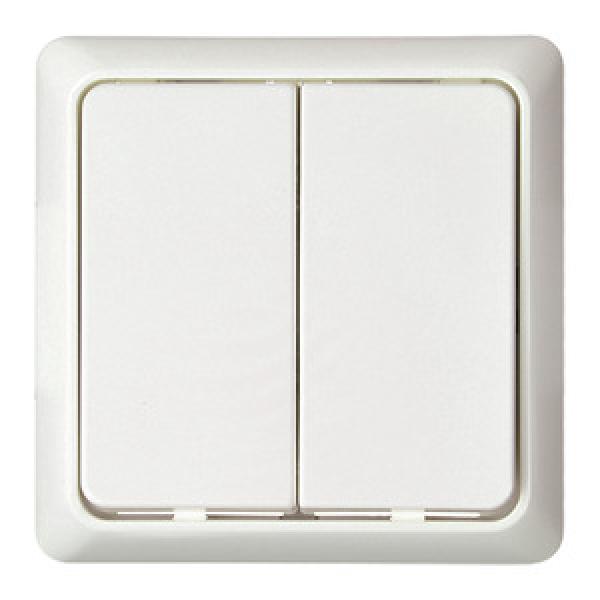 Schneider / Elso 506354 Zweifachtaster 42V/1A Aufputz flach RENOVIERUNG reinweiß