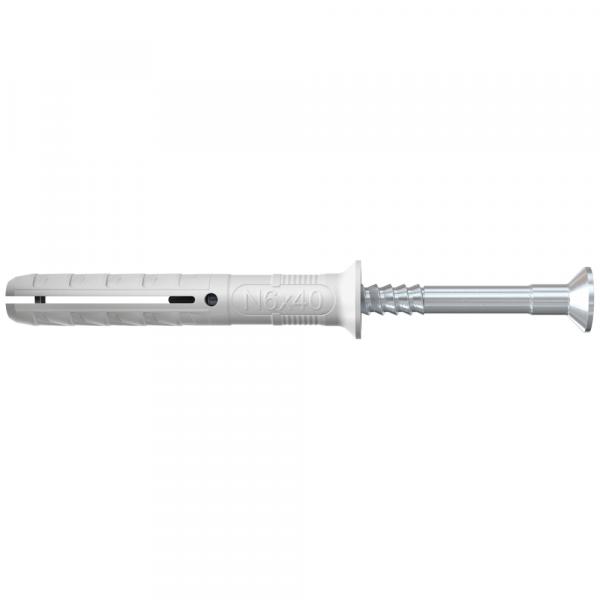ARDEBO.de - N 6 x 60/30 S (100) Nageldübel N 6 x 60/30 S Senkkopf