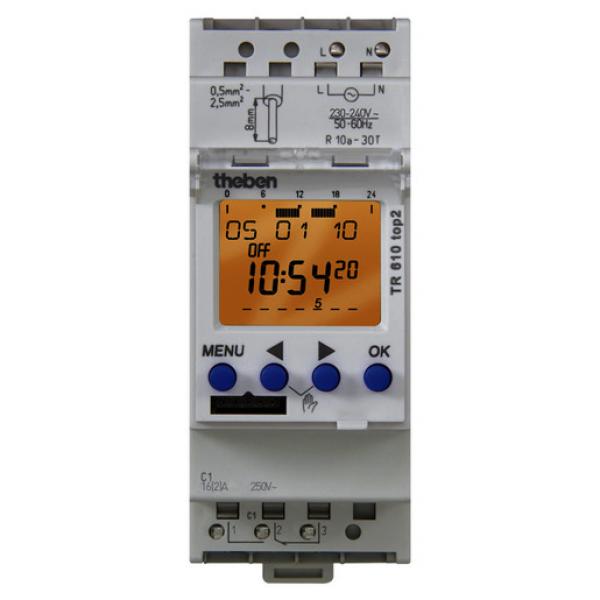 Theben TR 610 top2 G Reiheneinbau-Digital-Zeitschaltuhr 1 Kanal, 7 Tage, Textzeile, Ste