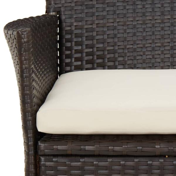 ARDEBO.de - 5-tlg. Garten-Bistro-Set mit Kissen Braun Poly Rattan