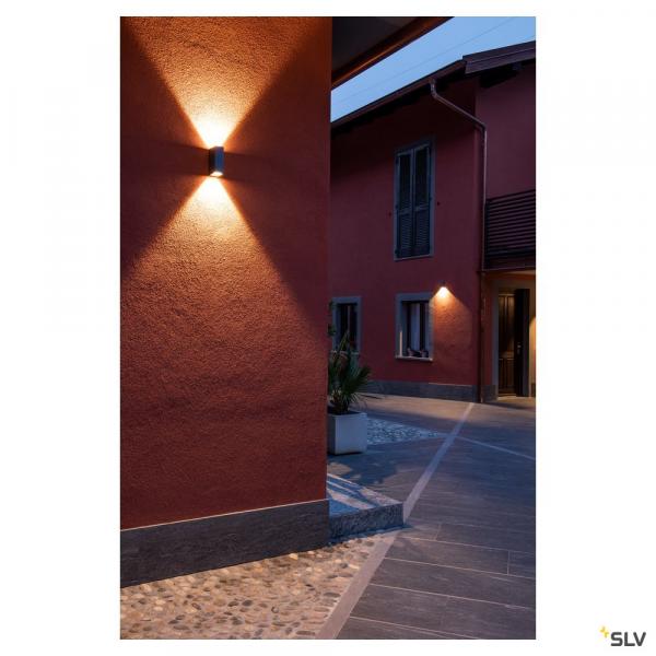 Slv 232445 QUAD UP/DOWN 15, Wandleuchte, LED, 3000K, IP44, eckig, up/down, anthrazit